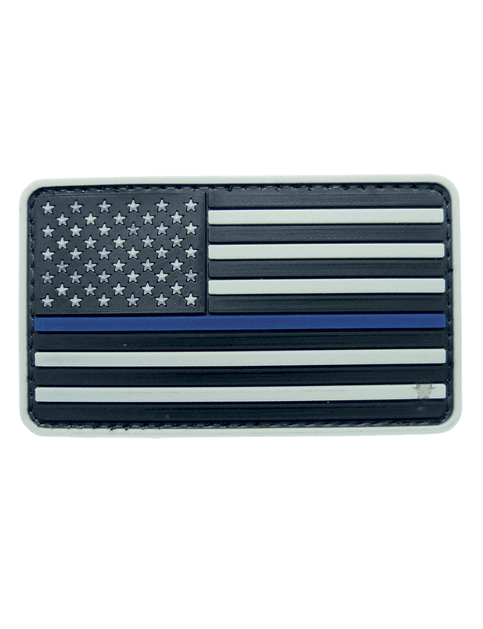 US Flag Grey W/ Blue Stripe Patch PVC